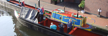 A boat moored in Brindley Place Birmingham A boat moored in Brindley Place Birmingham