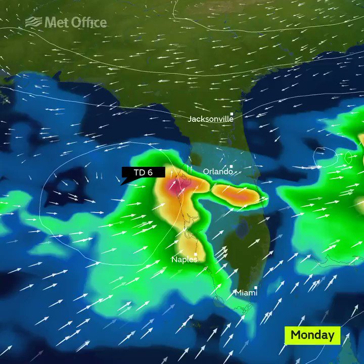 Met Office Twitter Archive Uk Government Web Td6 Has Formed Near The West Coast Of Florida And Could Bring Up To 20 Cm Rain As It Crosses Sunshine State